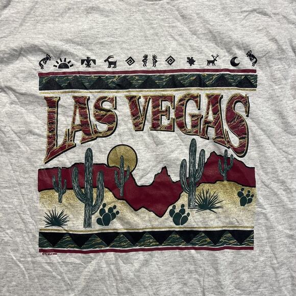 Vintage 90s Las Vegas Grey Destination T-Shirt - Picture 2 of 3
